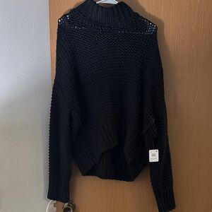 Free People Black Cowl Neck Sweater Size Large
